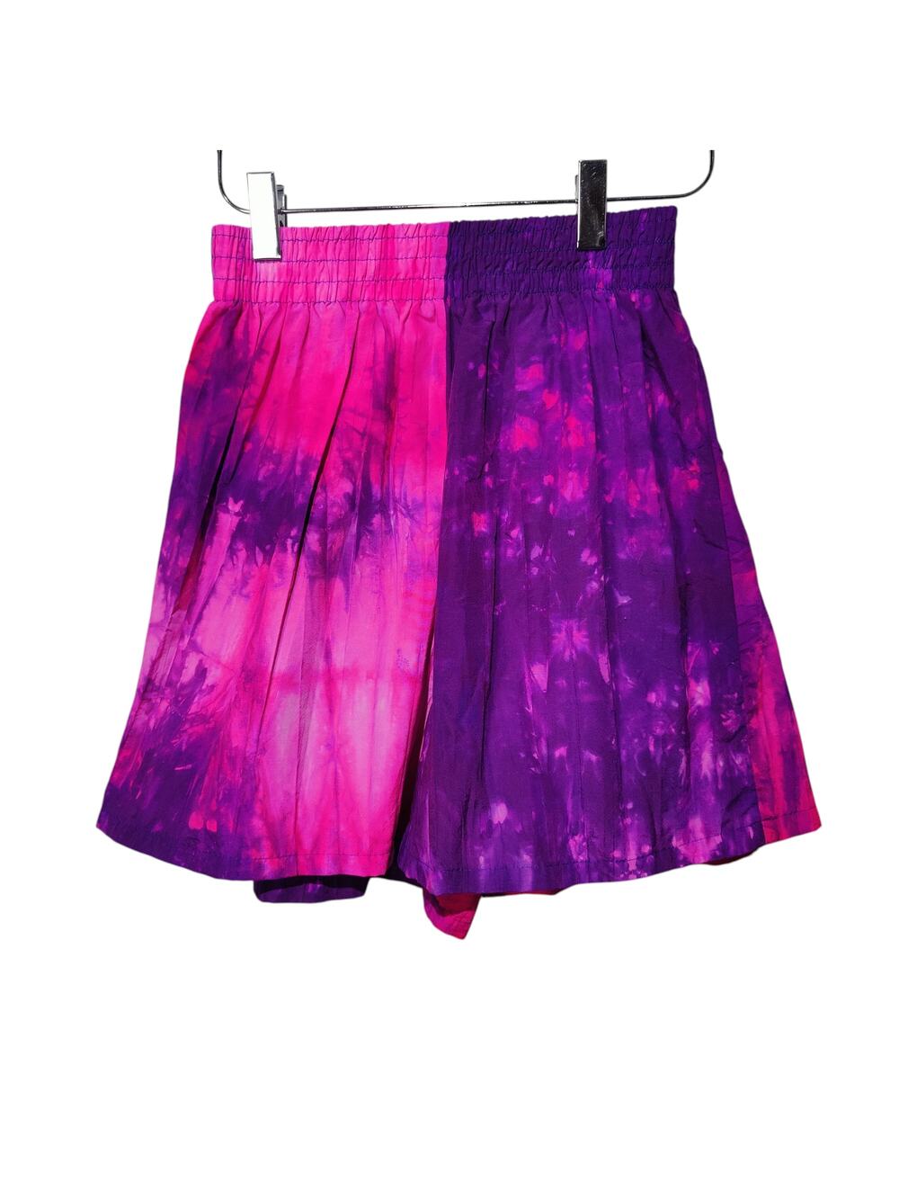 Vintage 80s 90s Pacific Connections Pink Purple Tie Dye Shorts High Waist Neon